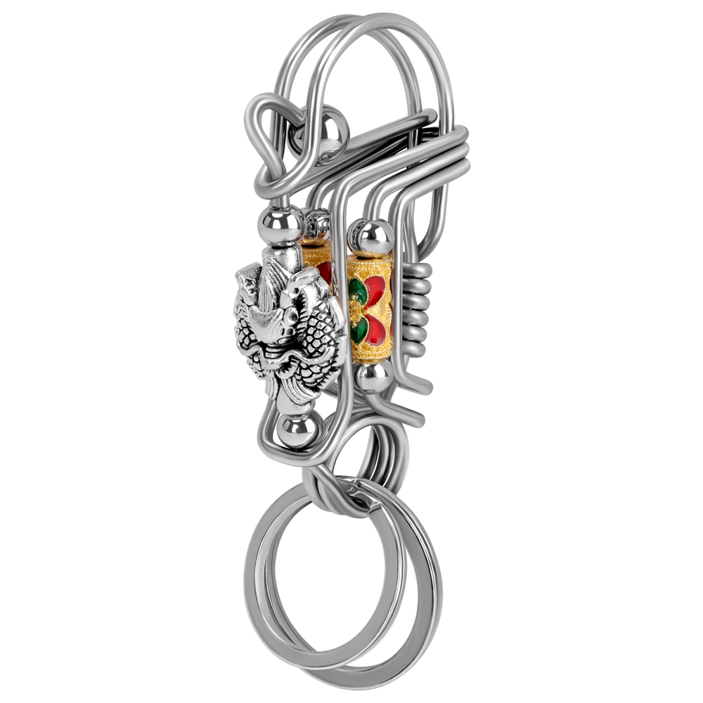 Outdoor Lighting Art - พวงกุญแจสแตนเลส,Handmade LightสีเทามังกรหัวลูกปัดCharm Mechanical Car Key Ring,กลางแจ้งTrinketผู้ชายขนาดเล็กDecora