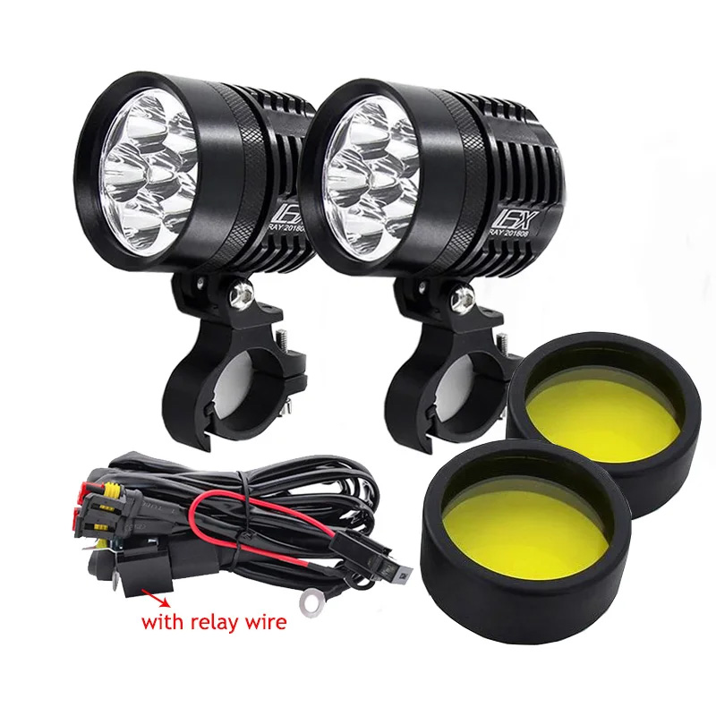 Outdoor Lighting Yellow - ไฟ LED สองสี ไฟแฟลช ไฟหน้ารถจักรยานยนต์ ไฟตัดหมอก