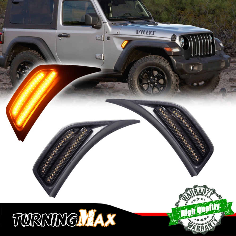 Outdoor Lighting Yellow - ไฟเลี้ยว LED สีเหลืองอำพันสำหรับติดตั้งข้างบังโคลนหน้ารถยนต์ สำหรับรถจี๊ป แรงเลอร์ JL