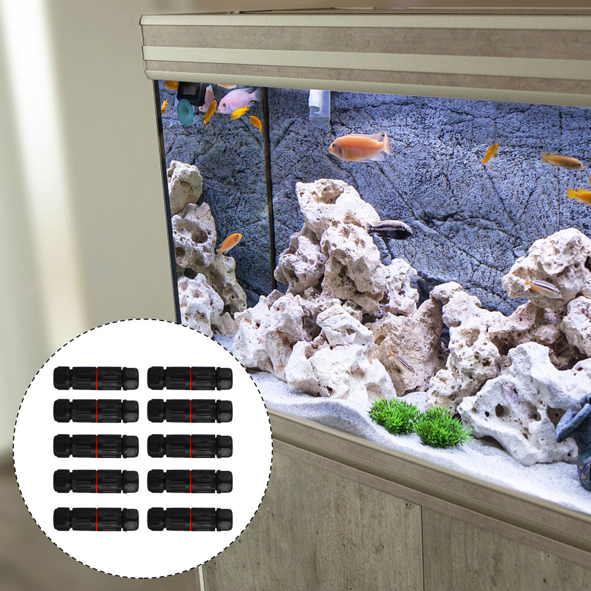 Outdoor Lighting Wire Connectors - ขั้วต่อสายไฟกันน้ำ แพ็ค 10 ชิ้น ข้อต่อสายไฟแบบเกลียวขนาดเล็ก สำหรับงานไฟภายนอกอาคารและงาน