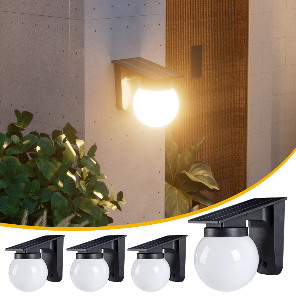 Solar Wall Sconce - ไฟติดผนังทรงกลมพลังงานแสงอาทิตย์สำหรับภายนอกอาคาร กันน้ำระดับ IP65 เหมาะสำหรับตกแต่งรั้ว ลานบ้าน สวน