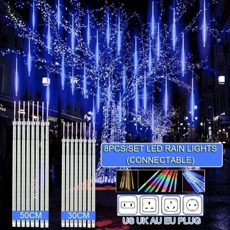 Outdoor Lighting Uk - 30 ซม./50 ซม.ฝนดาวตกกันน้ํา 8 หลอดไฟ LED