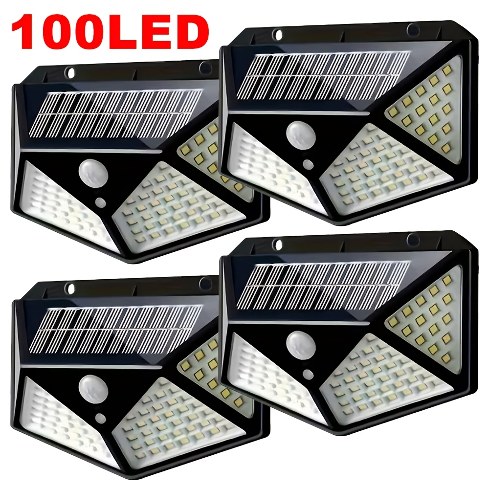 Solar Wall Sconce - ไฟสวนโซลาร์เซลล์ 100LED สำหรับภายนอกอาคาร พร้อมเซ็นเซอร์ตรวจจับความเคลื่อนไหว กันน้ำ ใช้ติดผนัง