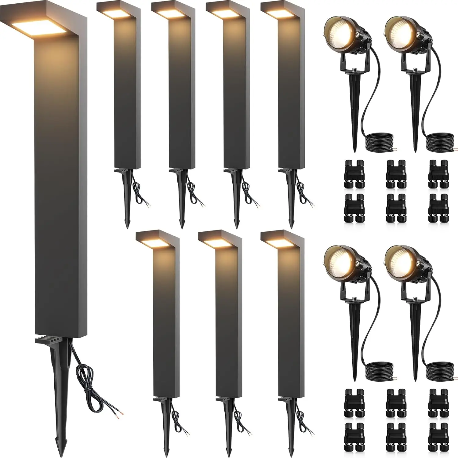 Outdoor Lighting Kits Low Voltage - ชุดไฟส่องสว่างภูมิทัศน์แรงดันต่ำ LED สำหรับภายนอกอาคาร กันน้ำ ไฟส่องทางเดินแรงดันต่ำ พร้อมสปอตไลท์