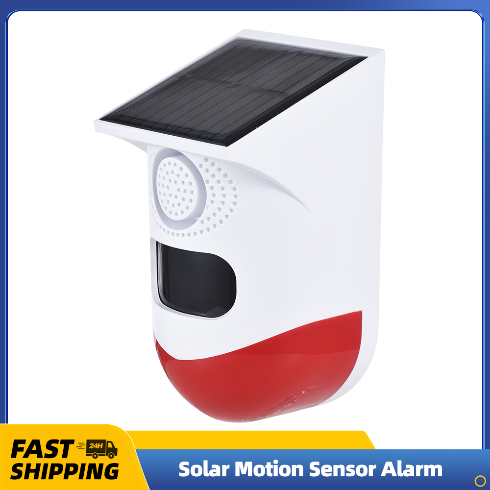 Solar Wall Sconce - ระบบเตือนภัยเซ็นเซอร์ตรวจจับการเคลื่อนไหวพลังงานแสงอาทิตย์ระบบ120dB กลางแจ้ง, ไซเรนเสียงไฟสัญญาณ LED สัญญาณเตือนความปลอดภัยกันน้ำแบบชาร์จไฟได้สำหรับฟาร์ม