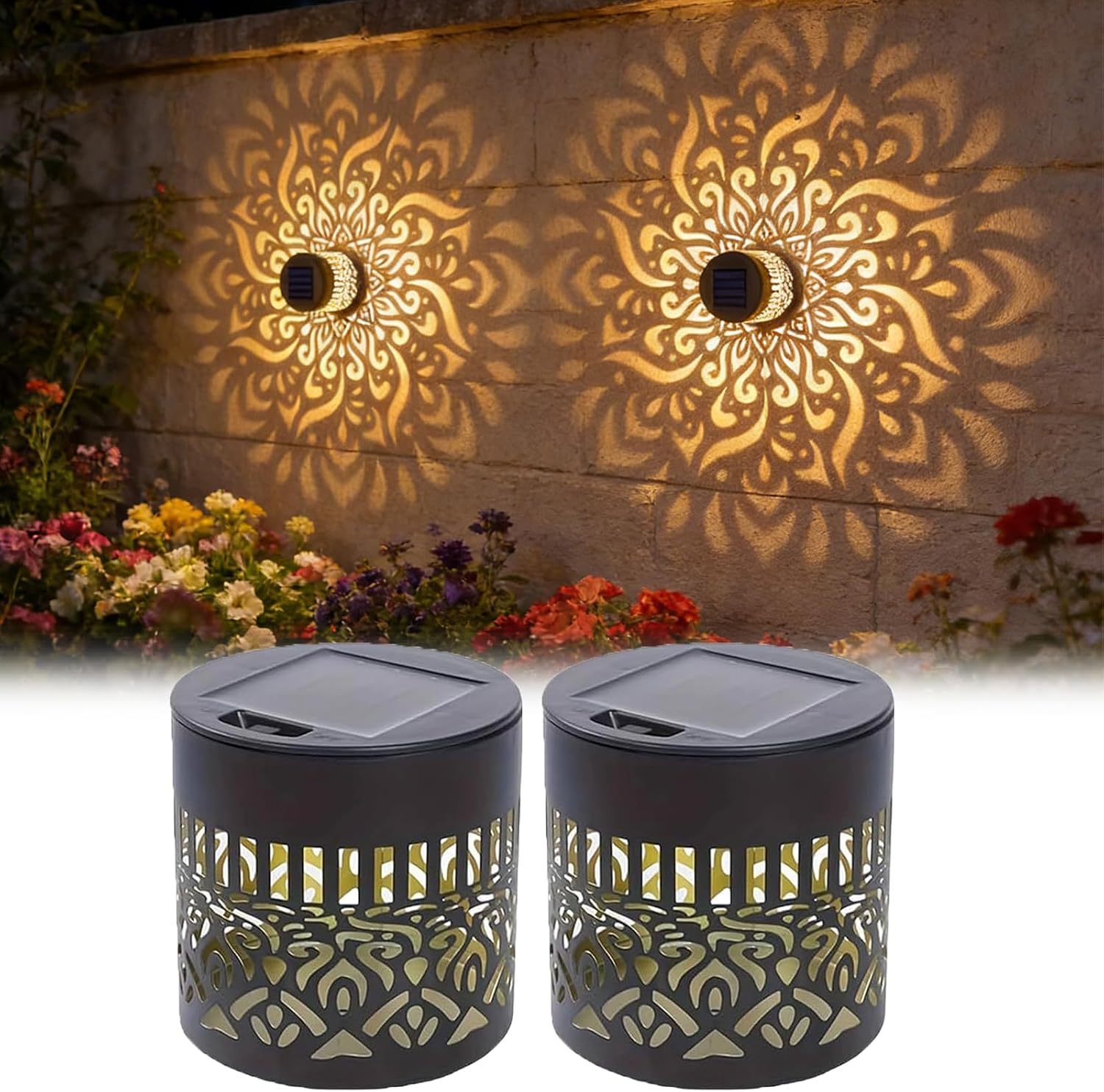 Outdoor Lighting Yellow - ชุดโคมไฟสวนพลังงานแสงอาทิตย์ 2 ชิ้น ทนทานระดับ IP65 โคมไฟ
