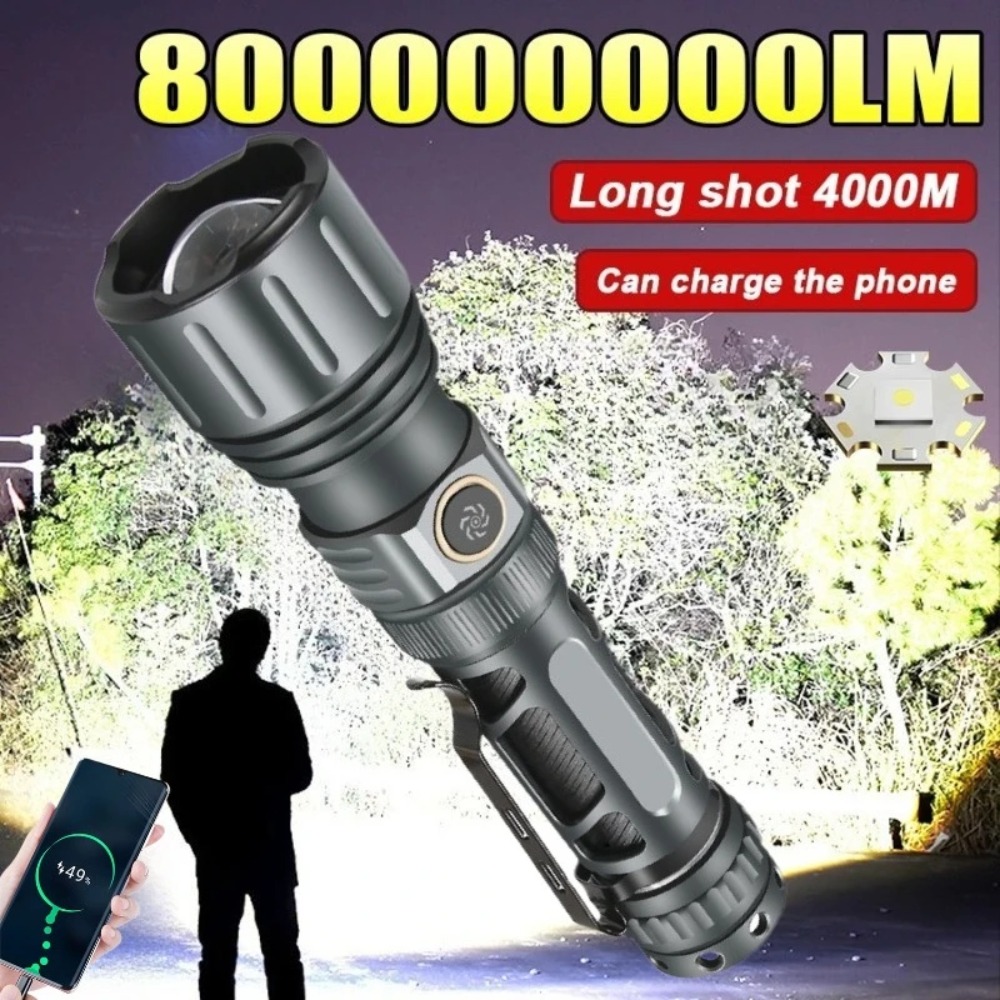 Outdoor Lighting Lanterns - ไฟฉายซุปเปอร์ไบรท์แบบพกพา ชาร์จไฟได้ หลอดไฟ LED สำหรับยุทธวิธี แคมป์ปิ้ง