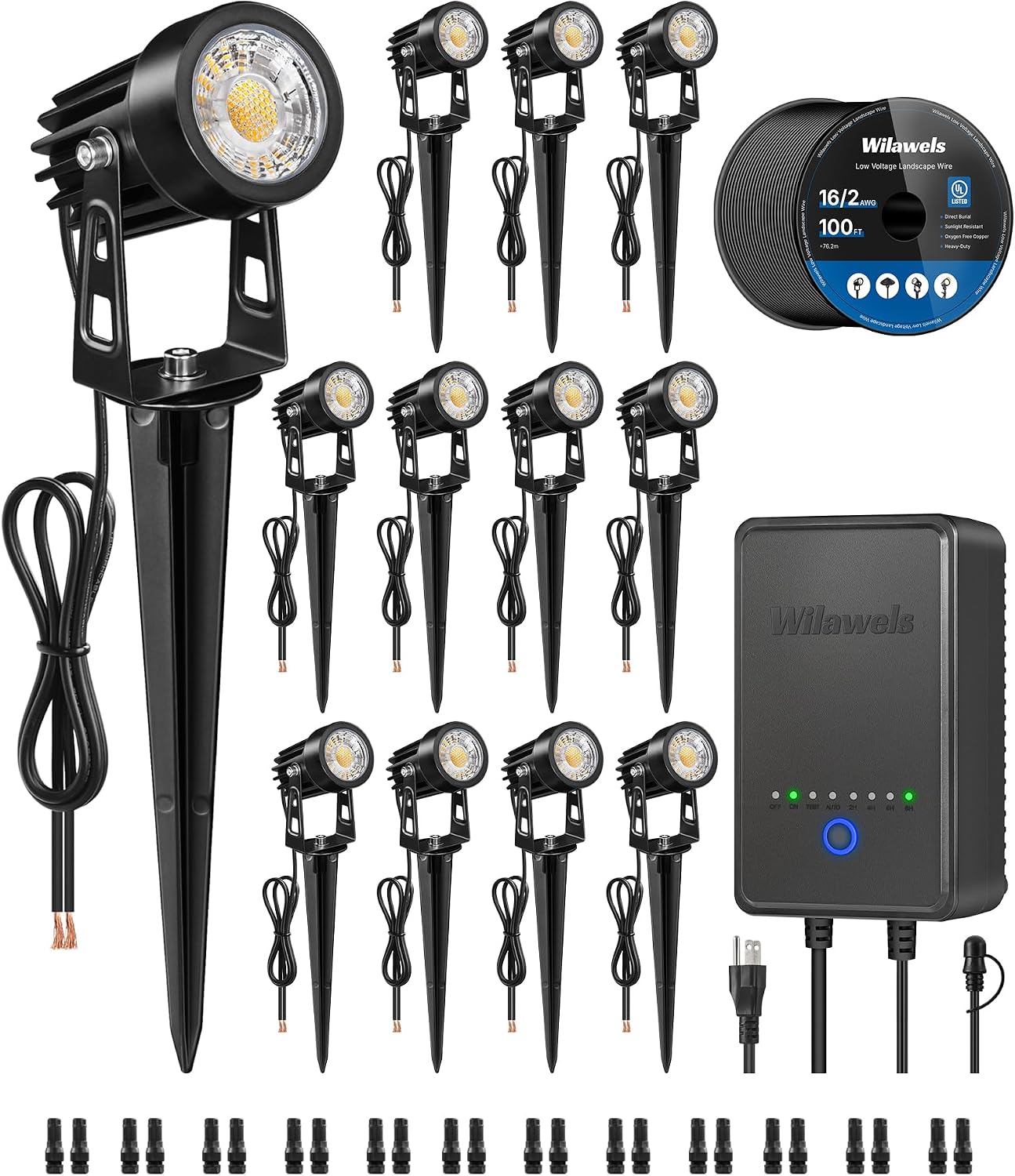 Outdoor Lighting Kits Low Voltage - ชุดไฟส่องสว่างภูมิทัศน์ LED แบบครบชุดแรงดันต่ำ 12 ดวง พร้อมหม้อแปลง