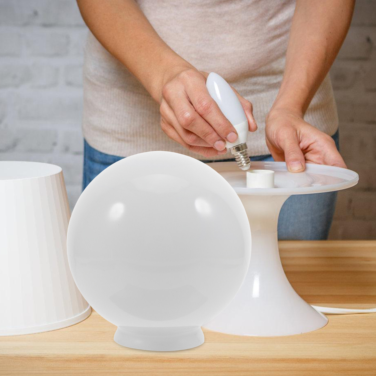 โคมไฟทรงกลม กระจกโอปอลสีขาว สำ - Outdoor Lighting Glass Replacement บทวิจารณ์และราคา