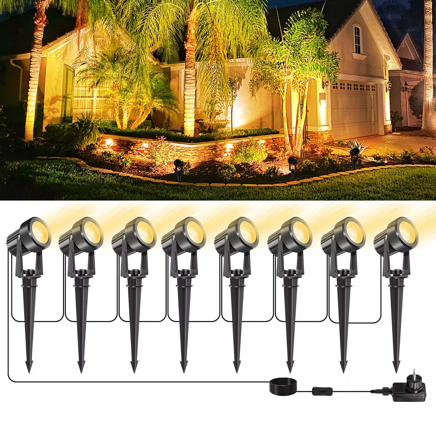 4/6/8LEDS 3000K Spotlight กลาง - Outdoor Lighting Uk บทวิจารณ์และราคา